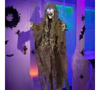 Décoration de sorcière Suspendue d'halloween de 160 cm, sorcière Suspendue Grandeur Nature avec Activation sonore, Yeux Lumineux et Son Effrayant pour la Maison hantée d'halloween