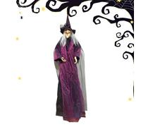 Décoration De Sorcière Volante pour Halloween - Pendaison Fête Yeux LED Clignotants et Sons Effrayants | Décor Extérieur Festif Effrayant pour Entrée Jardin Fêtes Masquées
