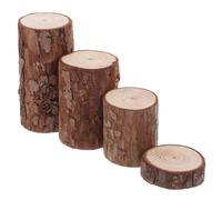 Décoration de Souche D'arbre Ronde en Bois 4 Pièces pour Petit Habitat