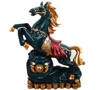 Décoration de Statue de Cheval Feng Shui, Sculptures d'animaux, décoration d'intérieur Moderne pour Table, Bureau, Ornements pour la Richesse Le succès, Cadeaux Porte-Bonheur, Bleu