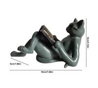 Décoration de statue de jardin,Ornements en résine de chat littéraire,Artisanat de chat à lunettes de lecture