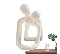 Décoration de statuette de couple romantique : statue d'étreinte, détail de perles dorées, sculpture artistique élégante | Accent élégant de l'étagère du ministère de l'intérieur pour la taille