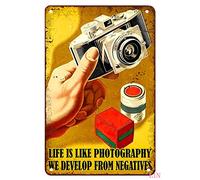Décoration de studio de photographie - Cadeau pour photographe - Amoureux de l'appareil photo - « Life Is Like » - Décoration murale en métal - Cadeau amusant pour chambre, bar, bureau - 20,3 x 30,5