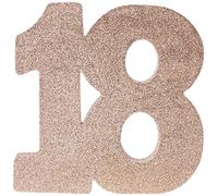 Décoration de table à paillettes en forme de chiffre 18 - Or rose - Centre de table - Décoration de table pour 18e anniversaire - 20 cm - H121