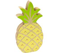 Décoration de table ananas en bois fête d'été jaune-vert 12 cm