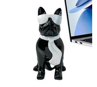 Décoration de Table Bulldog - Sculpture de chien en résine assise avec lunettes de soleil, ornement amusant à la maison | Figurine créative d'animaux, statue décorative pour chambre à coucher, salon