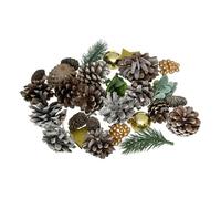 Décoration de Table de Noël - ATMOSPHERA CRÉATEUR D'INTÉRIEUR - Nature - Or - Pin & Polystyrène - 10 x 10 x 13 cm