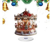Décoration de table de Noël en acrylique 2D, décoration saisonnière Carrousel arbre de Noël, roue panoramique, pièce maîtresse saisonnière, pour maison, bureau, étagère mobile TV