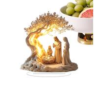 Décoration de table de Noël en acrylique - Centre de table plat 2D, statue de crèche moderne en plastique transparent, antidérapante et incassable, idéale pour un design festif, bibliothèque, bureau,