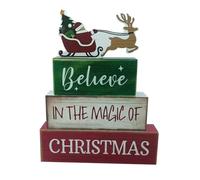 Décoration de table de Noël en bois - Plateau décoratif à étages - Père Noël - Élan - Cadeau de ferme - Centre de table de Noël pour la maison et la cuisine