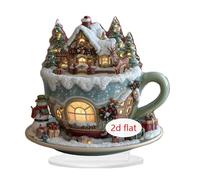 Décoration De Table De Noël - Ornement En Acrylique Motif Châteaux | Décoration De Noël 2D Avec Support - Élégante Figurine De Table Pour Salon, Chambre, Bureau, Restaurant Et Décorations Festive