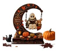 Décoration de table en bois d'Halloween décorative pour bibliothèque | Décoration de bureau en bois pour propriétaires, locataires, maison, appartement, bureau, salon, chambre, bibliothèque