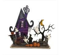 Décoration de table en bois pour Halloween, kit maison hantée sorcière, panneau en bois, centre de table. Kit pour Halloween.