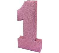Décoration de table en forme de chiffre 1 à paillettes rose clair | Centre de table pour premier anniversaire | Décoration de table | 1er anniversaire | Lot de 1 | 20 cm | H106 | Décorations de 1er