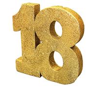 Décoration de table en forme de chiffre 18 doré à paillettes - Centre de table - Décoration de table pour 18e anniversaire - 20 cm - H100