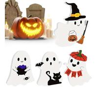 Décoration de table fantôme 4 pièces mignon Halloween fantôme ensemble de | Décor à la maison pour cheminée Porte extérieure Bureau Intérieur Entrée Cuisine Fenêtre Banc