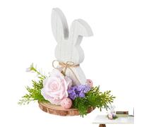 Décoration De Table Lapin,Pièce Maîtresse Animale Mignonne Pour Bureau - Avec Un Nœud De Décorations De Lapin De Pâques - Pour Le Printemps Le Salon Les Fêtes Plateaux Étagérés Et La Cheminée