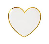 Santex Assiettes en carton cœur 22,5 x 20 cm blanc et or – Lot de 10