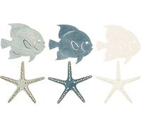 Décoration de table maritime en bois étoile de mer poisson 4cm 72 pcs été