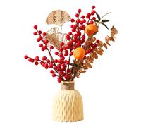 Décoration de Table Nouvel An Chinois, Branches Artificielles Arbre Porte-Bonheur, Composition Florale de Baies Rouges pour Fête du Printemps, Centre de Table Nouvel An Lunaire Asiatique F Tao Can