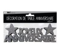 Décoration De Table Paillettes Joyeux Anniversaire Différents Coloris - Argent Gris G