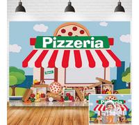 Décoration de table pour fête pizza 210 x 150 cm, bannière d'anniversaire sur le thème de la cuisine pour enfants, décor de table de gâteau,