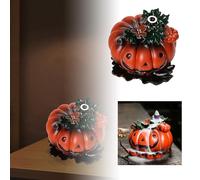 Décoration de table pour Halloween, Brûleur d'encens à reflux en forme de citrouille d'Halloween Ornements Brûleur d'encens à reflux en résine bois santal pour la maison (Orange, 12. 5X11. 2X9. 1cm)