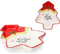 Décoration de table Sapin de Noël Père Noël 19,6 x 3 x 23 cm en céramique rouge blanc