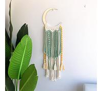 Décoration de tapisseries de murs élégantes, Tenture murale Boho en macramé, 30 x 85 cm, tapisserie attrape-rêves croissant de lune, tapisserie bohème, décoration de maison tissée for chambre à couche
