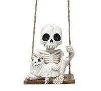 Décoration de tête de mort - Accessoires de voiture squelettiques sur le thème de Halloween - Pendentif fantôme chien oscillant pour porte, clôture et jardin