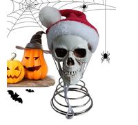 Décoration de tête de mort pour la maison, le sommet du sapin de Noël avec chapeau de Père Noël, tête de squelette de 12,7 cm, décoration gothique pour Halloween, accessoires de fête d'Halloween