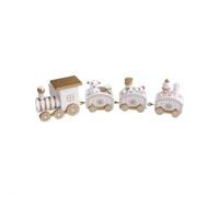 Décoration de train de Noël - Mini train en bois peint, 5,8 x 2,5 cm, parfait pour les décorations d'arbre, les décorations de bureau ou les décorations de cadeaux (blanc)