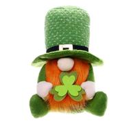 Décoration de trèfle - Objet de collection pour la Saint-Patrick Figurine de Noël irlandaise, décoration de plateau à étages, charme festif pour la maison | Nain de jardin lutin vert avec un