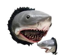 Décoration de trophée murale en résine avec requin - Sculpture de trophée murale avec requin - Art mural avec animaux marins, magnifique sculpture murale pour la décoration de la maison, idéal pour