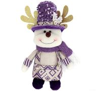 Décoration de vacances avec paillettes violettes - Figurine de Père Noël debout en tissu pour table et fenêtre de Noël (ELK)