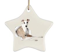 Décoration De Vacances Céramique Décoration Sapin avec Ficelle Dorée Arbre De Noël Artisanat Bricolage Déco De Noël Un Drôle De Champagne Whippet Sort d'un Mur Fissuré