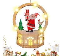 Décoration de vacances rustique - Scène en bois éclairée pour affichage saisonnier, fonction à piles avec effet lumineux chaud, décoration pour salon, étagère, escalier et fenêtre