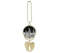 Décoration de voiture à suspendre en forme d'ailes d'ange pour rétroviseur de rétroviseur, cactus du désert, lune de minuit, accessoire de voiture à suspendre pour femme et homme, doré