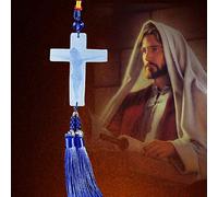 Décoration de voiture à suspendre en verre coloré avec croix de Jésus - Décoration à suspendre au rétroviseur - Décoration intérieure de voiture