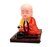 Décoration de voiture de moine à tête secouée solaire - Ornement de tableau de bord de voiture spirituelle, figurine solaire de moine | Figurine de moine Zen, décoration de bouddha paisible, moine à t