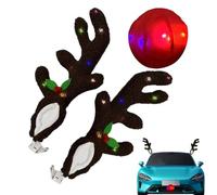 Décoration de voiture de Noël - Bois de renne lumineux avec nez - Décoration de voiture - Pour camion, VUS, fenêtre extérieure, toit