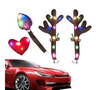 Décoration De Voiture De Noël en Bois Lumineux LED, Décorations De Bois Et De Nez De Renne De Voiture, pour La Fête De Van De Vacances, La Célébration Saisonnière, La Conduite Festive