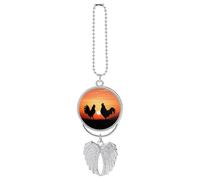 Décoration de voiture de poulets d'animaux, pendentif de rétroviseur, cadeau porte-bonheur, décoration de voiture amusante pour bureau, décoration de la maison, style argenté