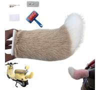 Décoration de Voiture Mignonne À Queue Duveteuse, Électrique, Queue D'animal Remuante avec Télécommande, Décoration Auto, Ornement Véhicule Créatif pour Coffre de Moto(Kaki)
