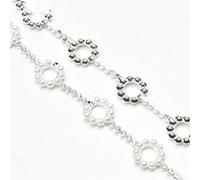 Décoration d'eau de forage, Chaîne de fleurs en strass et perles, bordure en cristal, frange à coudre, embellissement blanc, 1 yard(Style 3)