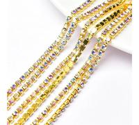 Décoration d'eau de forage, Chaîne de tasse à strass, couture, cristal for travaux manuels, multicolore, plusieurs tailles(Gold Ab,SS12-3mm#5 Meters)