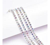 Décoration d'eau de forage, Chaîne de tasse à strass, couture, cristal for travaux manuels, multicolore, plusieurs tailles(Silver AB,SS12-3mm#5 Meters)