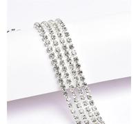 Décoration d'eau de forage, Chaîne de tasse à strass, couture, cristal for travaux manuels, multicolore, plusieurs tailles(Silver Clear,SS12-3mm#5 Meters)
