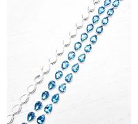 Décoration d'eau de forage, Chaîne métallique en strass en verre, 10 x 14 mm, à coudre, multicolore, plusieurs tailles(Aquamarine,50cm)