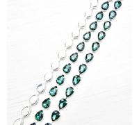 Décoration d'eau de forage, Chaîne métallique en strass en verre, 10 x 14 mm, à coudre, multicolore, plusieurs tailles(GN zircon,1 yard)